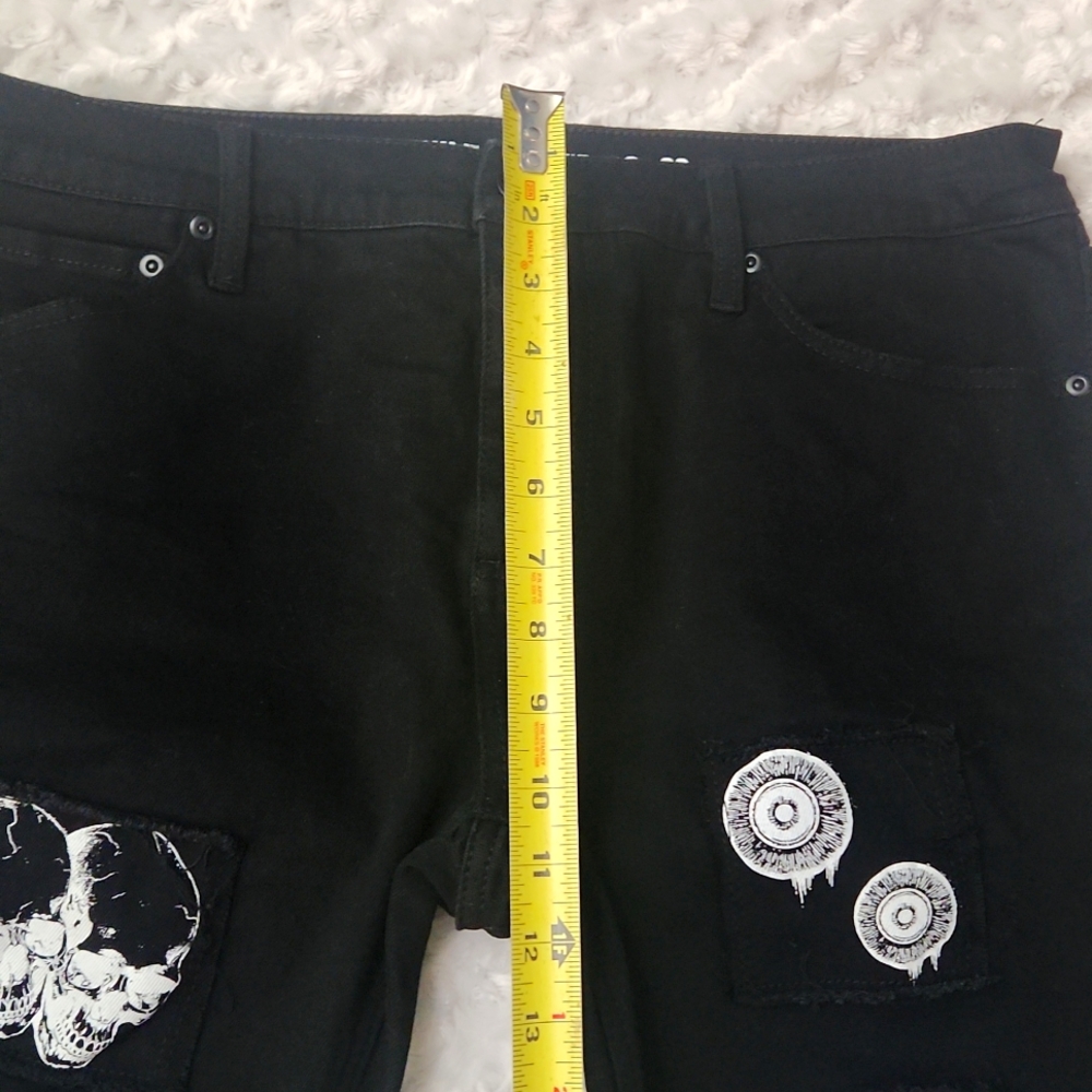 NEW Hot Topic Black Anatomy Patches Stinger Jeans Goth Dark Grunge Size 40 - Picture 10 of 10